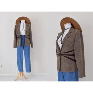 Vintage 90s Tweed Brown‎ Jacket size 12